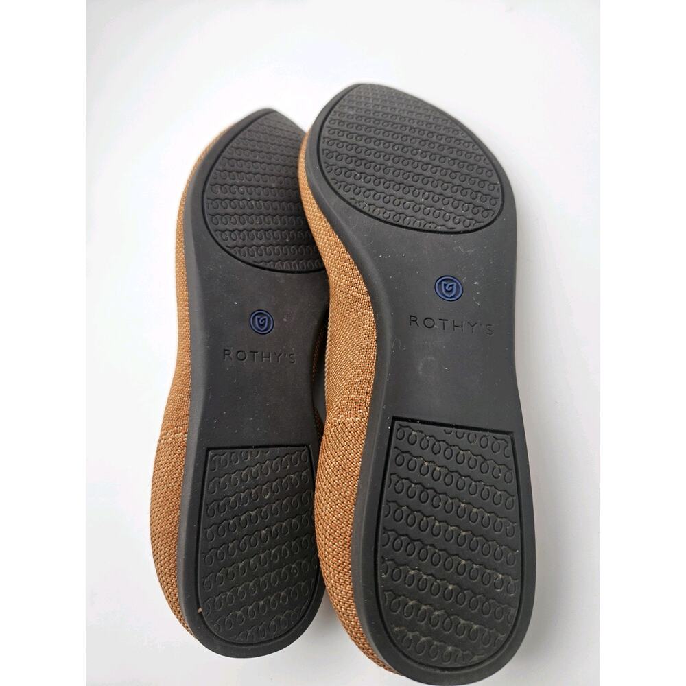 Rothy's The Point Slip-On Flats Amber Brown Knit Blue Trim Logo sz 7.5* - Picture 4 of 6